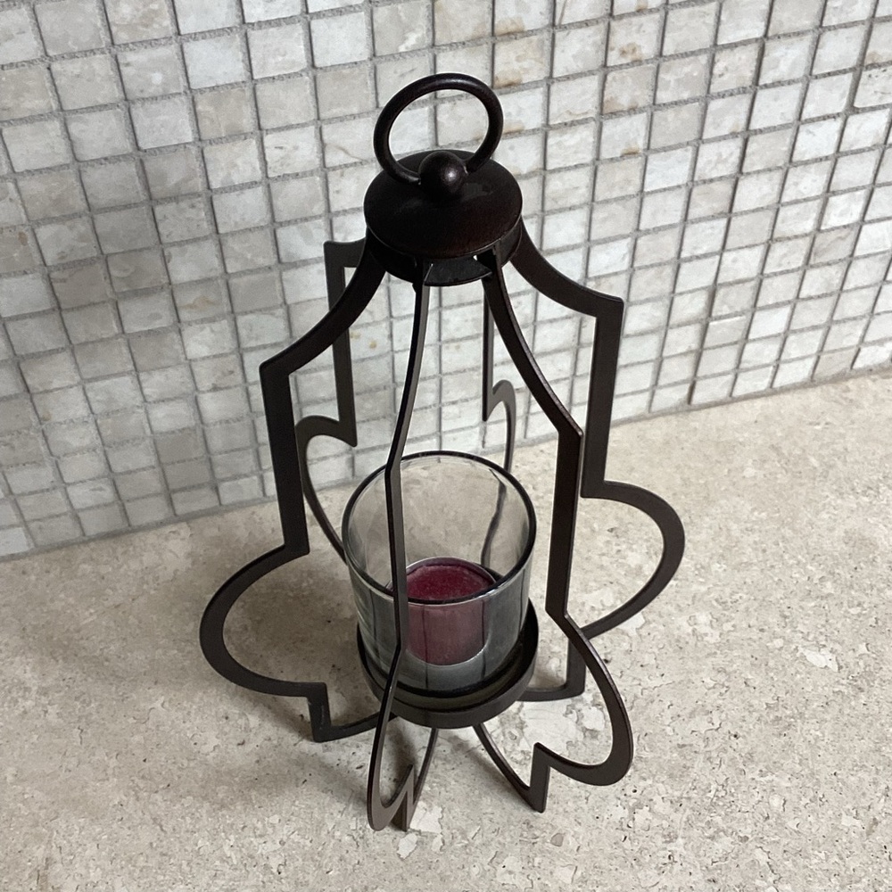 PARTYLITE HANGING METAL TEA LIGHT HOLDER ANTIQUE BRONZE 10” TALL - Picture 3 of 4